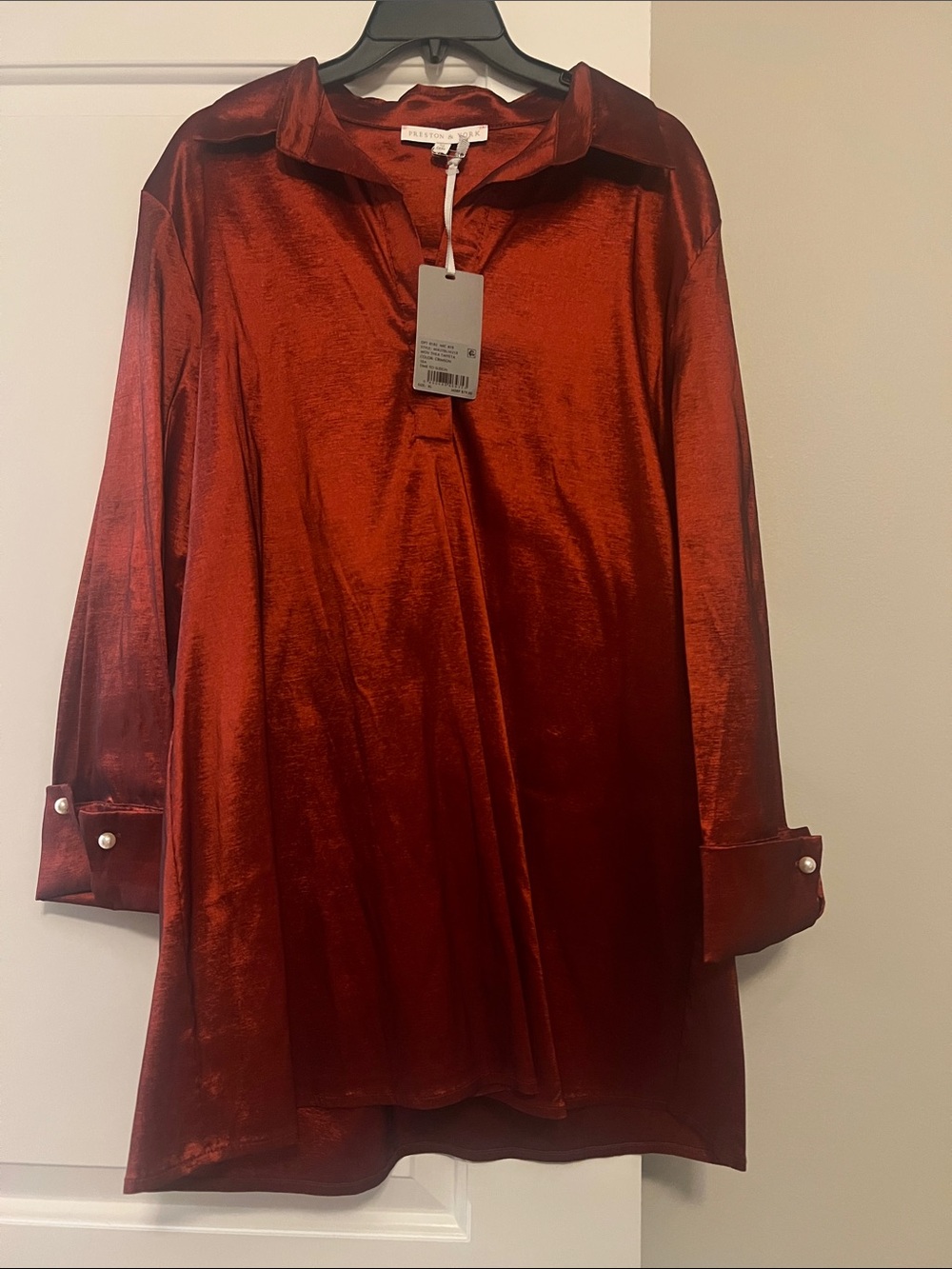 Preston & York Thea Taffeta Blouse | XL | Burnt Orange | NWT